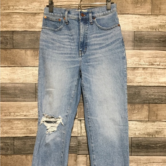 Madewell Perfect Vintage Straight Jeans Women’s 26 (Inseam 27) Blue Distressed - Picture 5 of 10